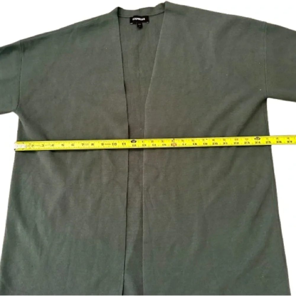NWOT! Express Cozy Fall Winter Hunter Green Long Open Cardigan in Size Large - Picture 4 of 9